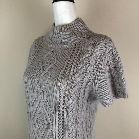 Snobby Sheep Mock Neck Cable Knit Sweater Dress - Picture 6 of 14